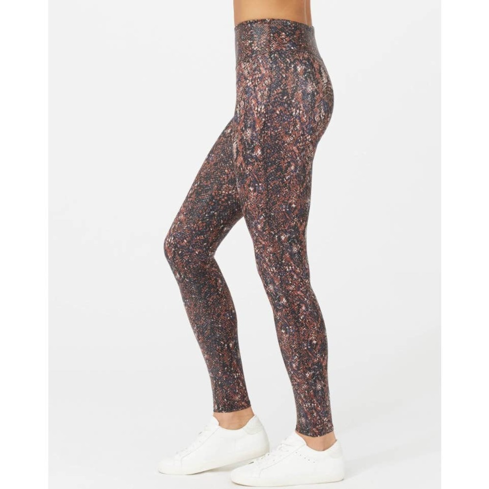 NWT SPANX Faux Leather Snake Print Leggings in Mocha Snake Size S High Waisted - Picture 3 of 8
